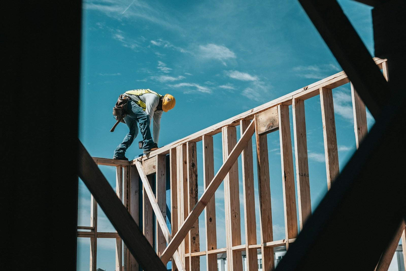 Framing of a house under construction